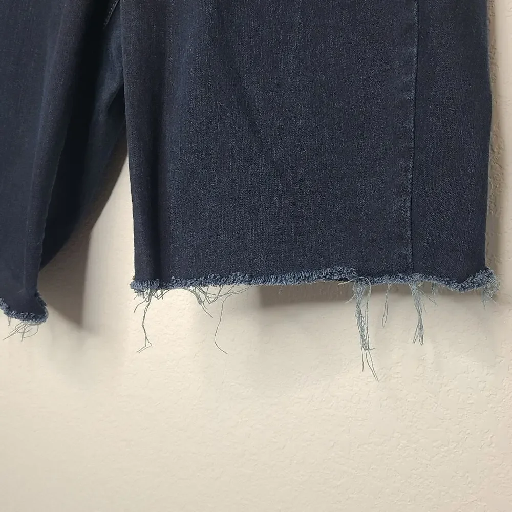 Lane Bryant Dark Wash Blue Denim Bermudas Raw Hem Cutoff Straight Fit Jeans 18 - Picture 3 of 12